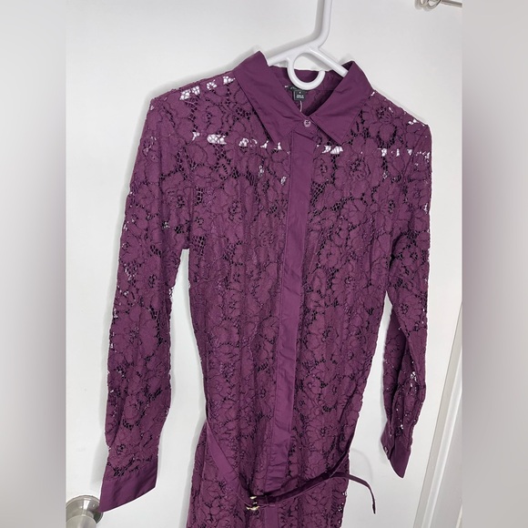 Ann Taylor Deep Burgundy Lace Long Sleeve Dress - Picture 5 of 13